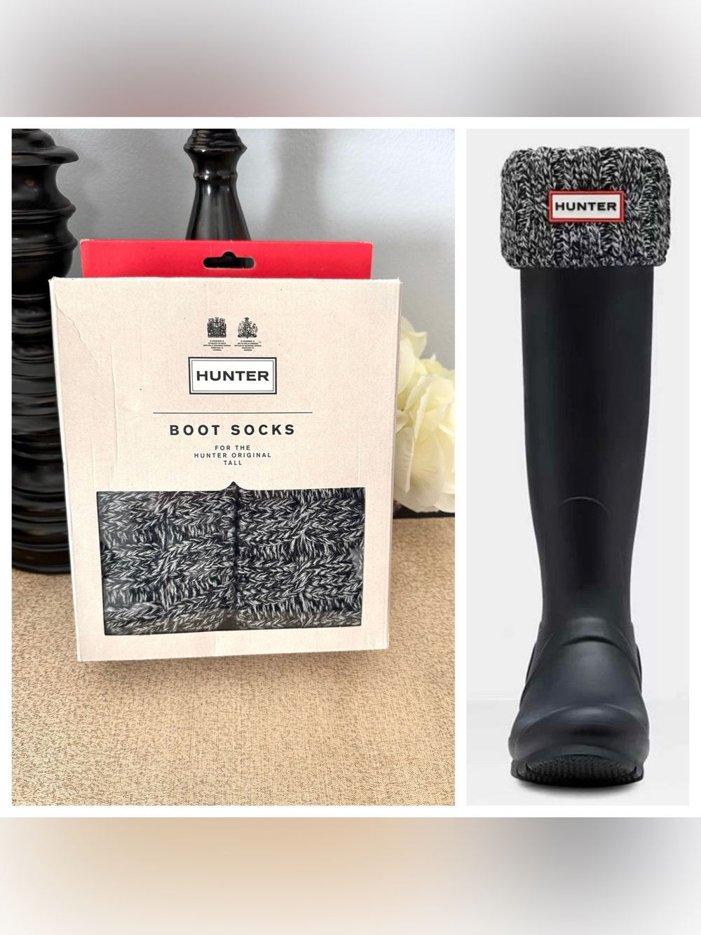 NWT Hunter Cable Knit Cuff Tall Boot Socks
